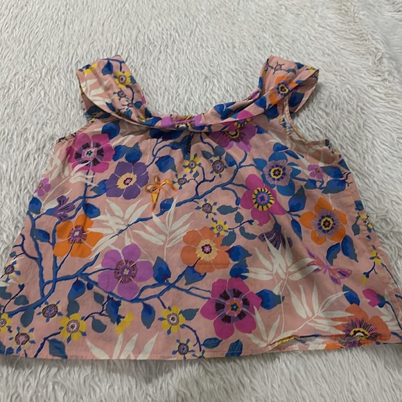 J crew liberty fabric  pink floral ruffle top size xs - Picture 5 of 5